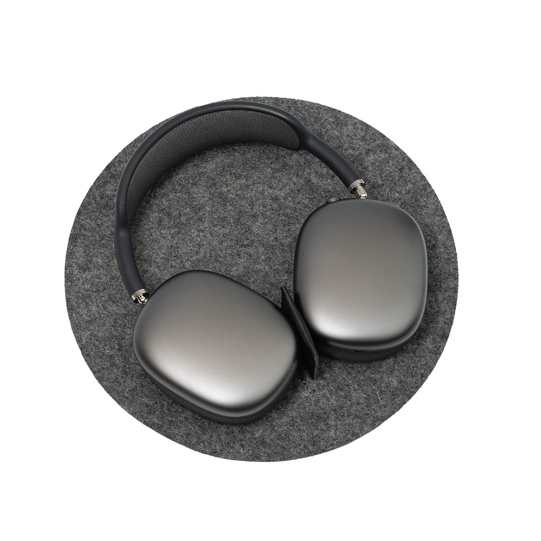 Top view of AirPods Max Rest Station in gray felt – stylish accessory for Apple AirPods Max.