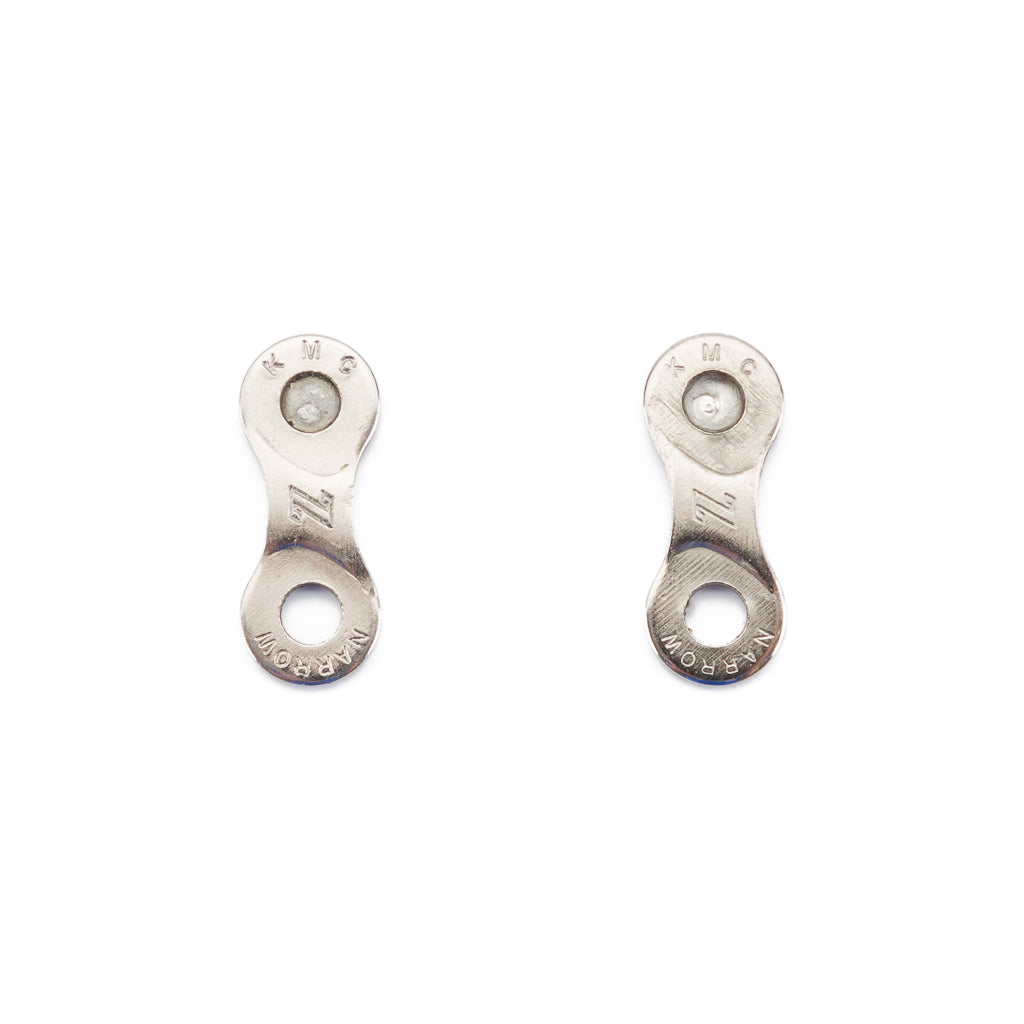 Pair of Lone Rider bike chain stud earrings in silver made from upcycled recycled bicycle chains.