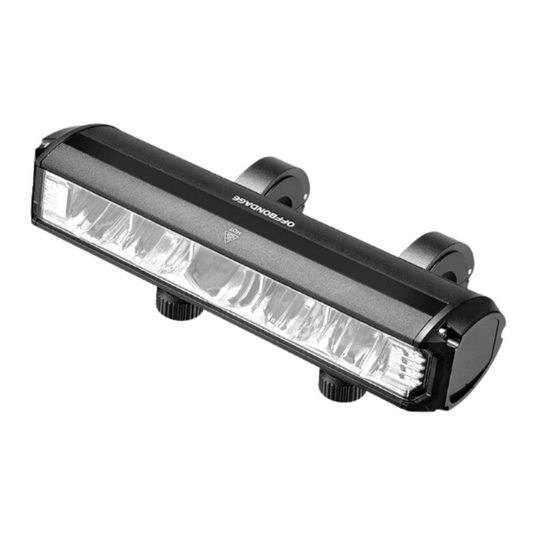 Rechargeable 2600 lumen bike light, front view, USB cycling headlight with waterproof design.