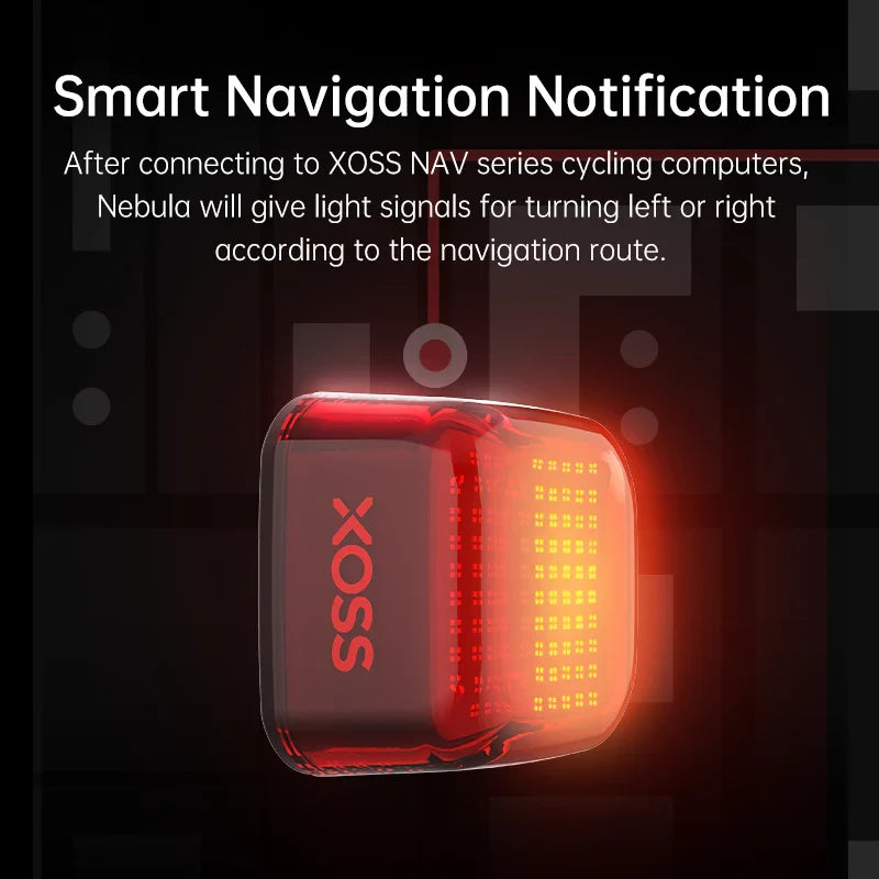Smart Matrix Bike Tail Light with navigation signals for left and right turns.